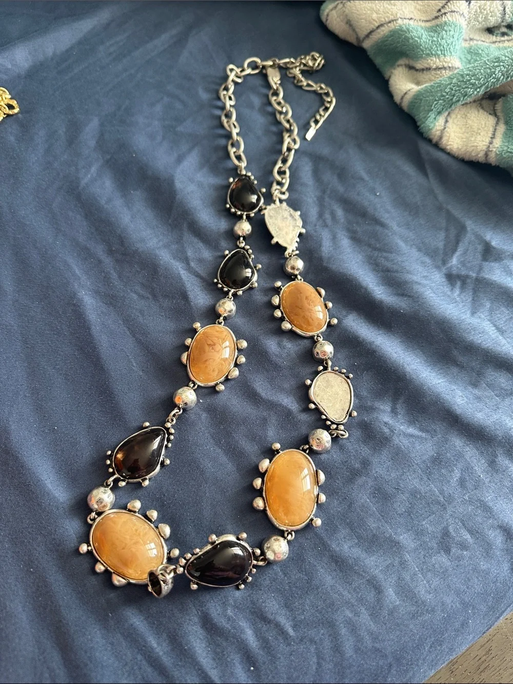 Zara Black and Amber Stone Pendant belts